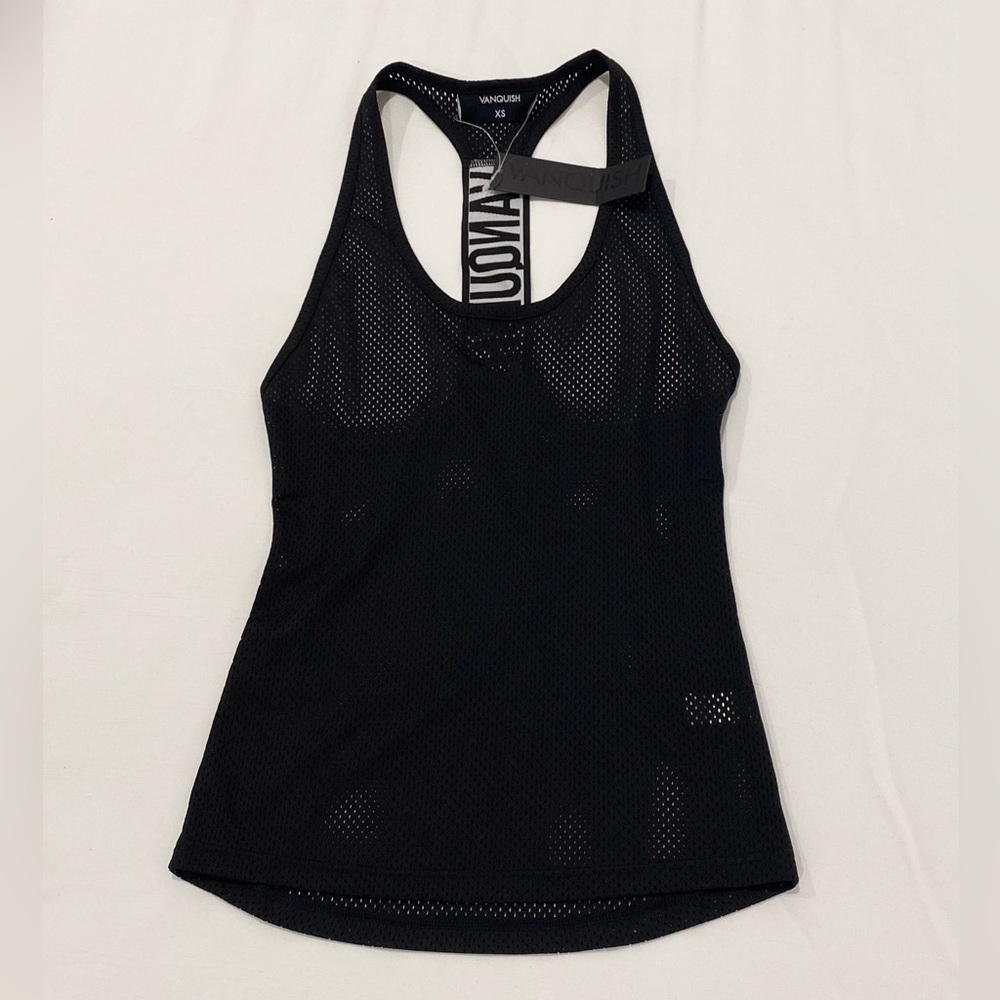 Black Vanquish mesh racer back tank top
